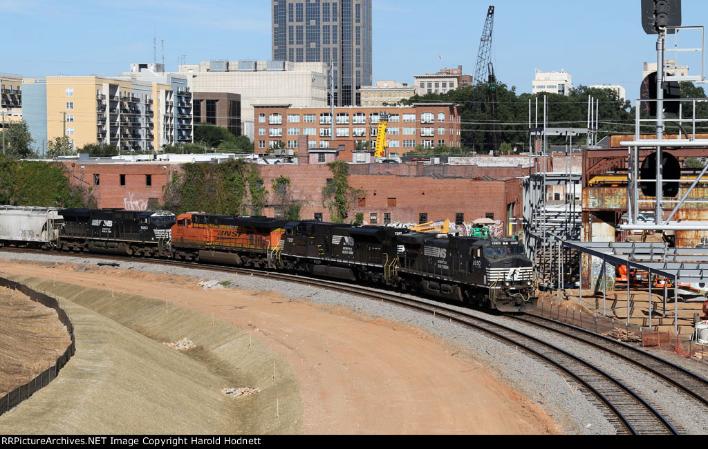 NS 8950 leads train 351 past the new Union Station (under construction)